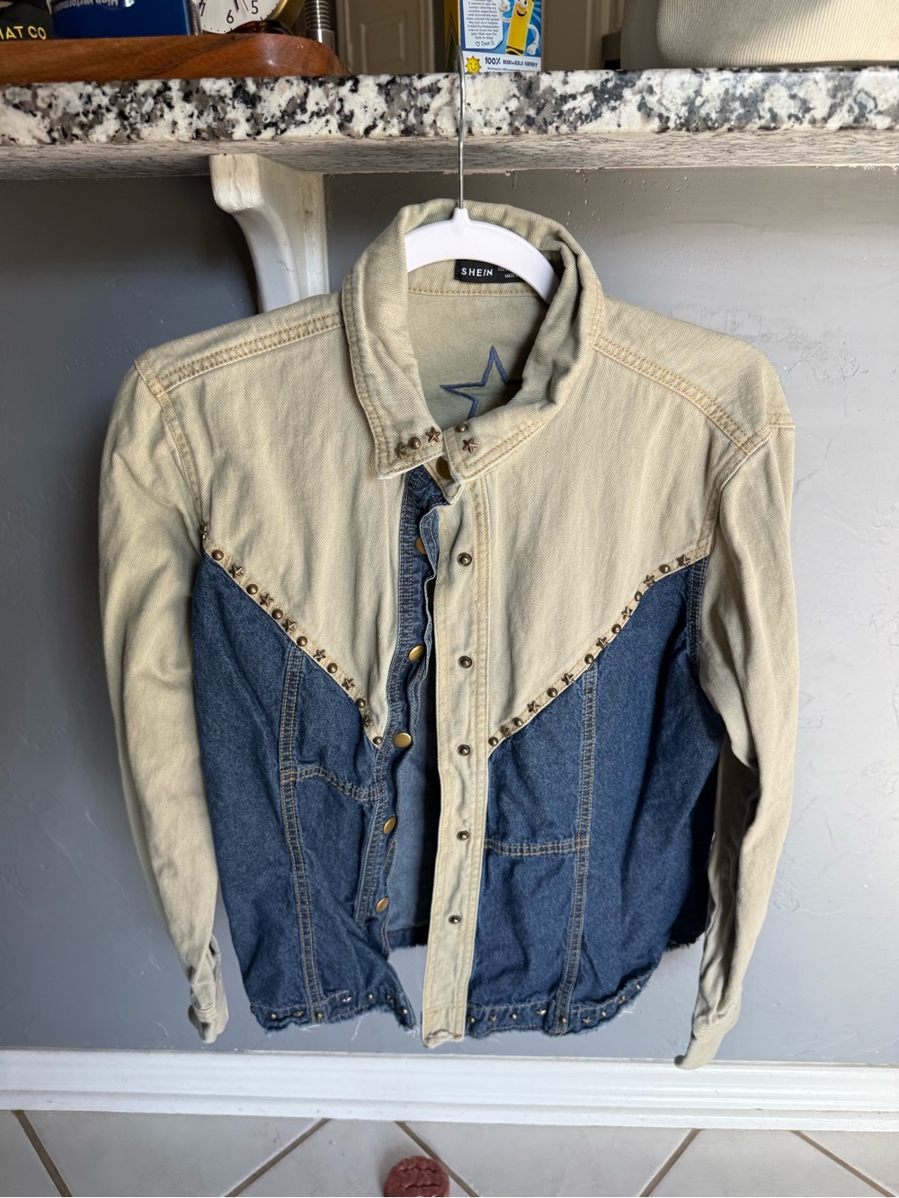 SHEIN Two-Tone Denim & Khaki Jacket